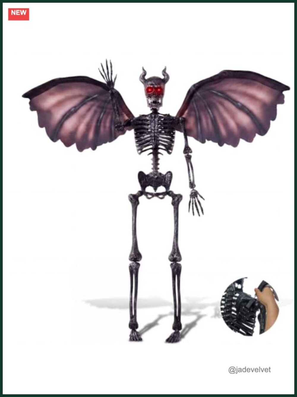 5FT Halloween Devil Skeleton Decor Posable Life Size Full Body with Movable